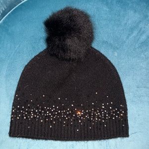Beautiful black cashmere beanie with the Worskey crystals